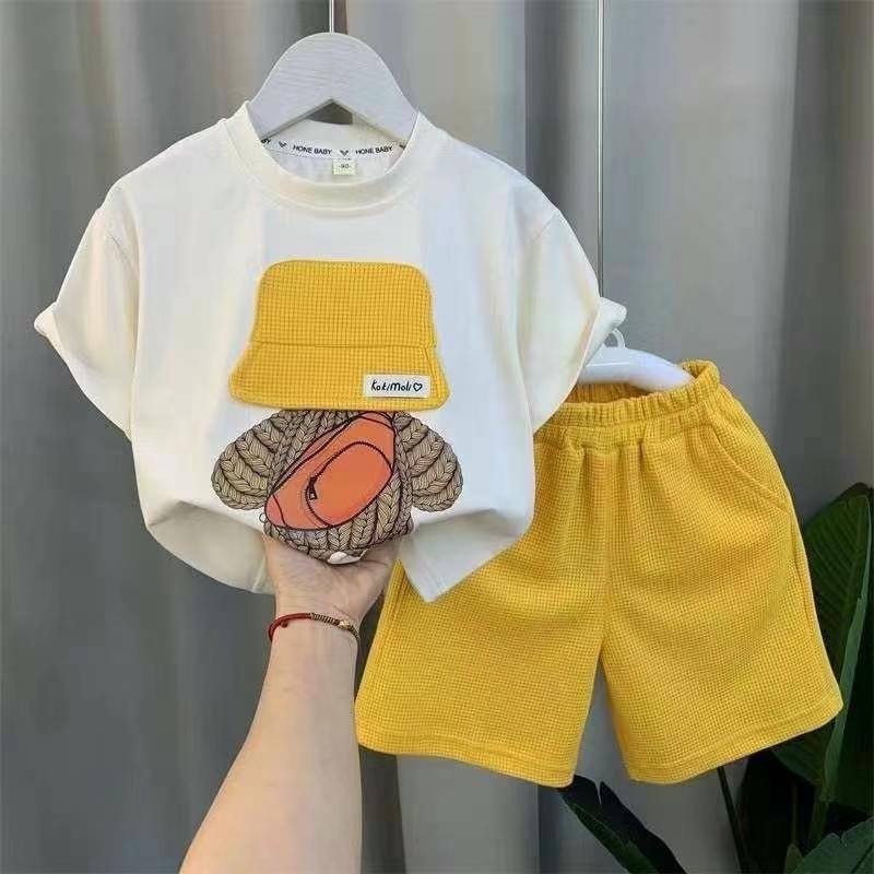 Boys Bear Basketball Yellow Suit – Pure Cotton Kids Suit – Rs.1079 – Sheinn Pakistan
