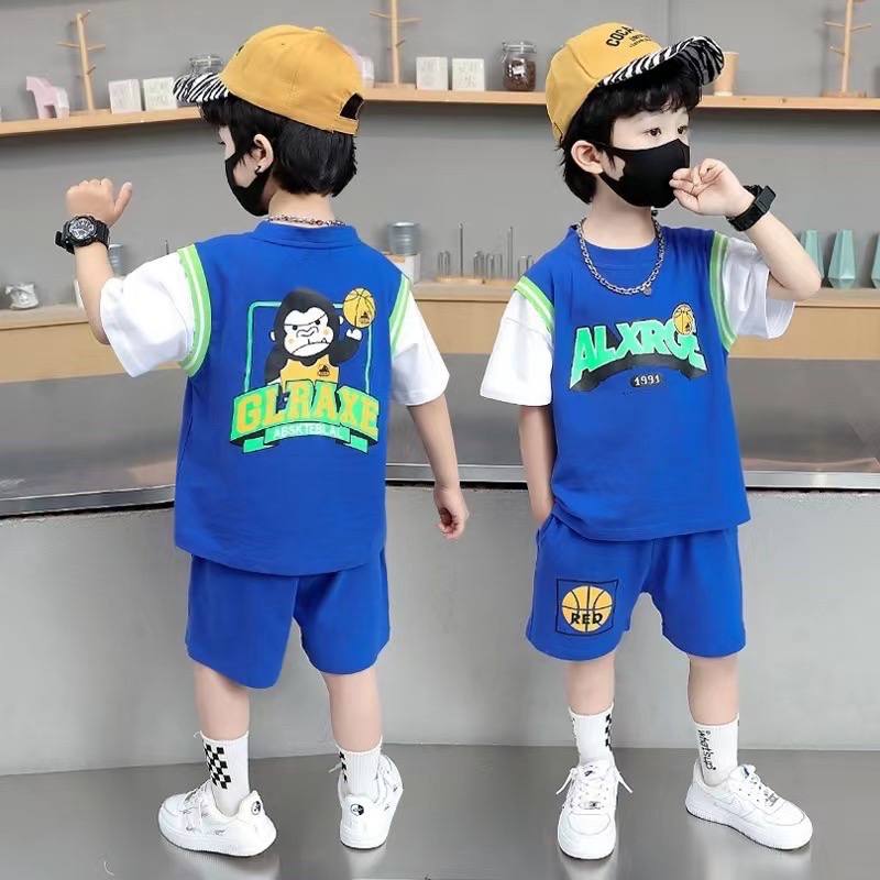 Boys Neon Basketball Vest Set – Pure Cotton Kids Suit – Rs.1079 – Sheinn Pakistan