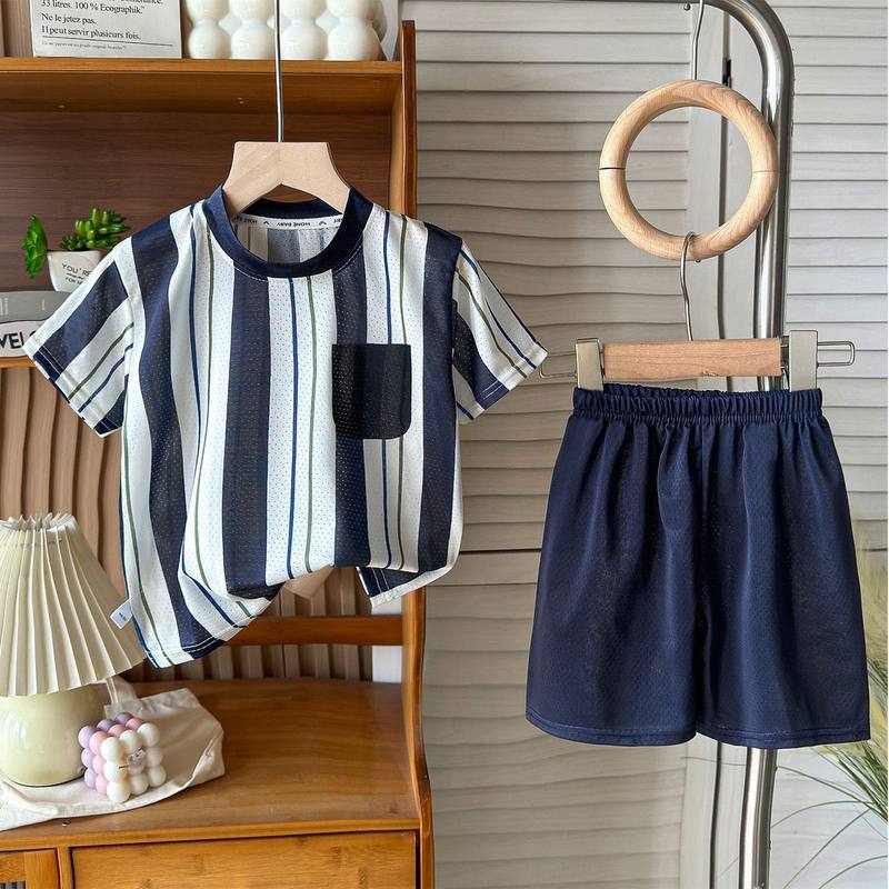 Boys Stripe Panel Camp Suit – Pure Cotton Kids Suit – Rs.1079 – Sheinn Pakistan