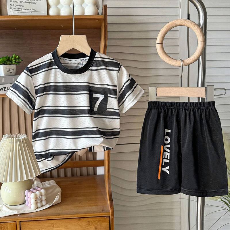 Boys Stripe Wide Leg Suit – Pure Cotton Kids Suit – Rs.1079 – Sheinn Pakistan