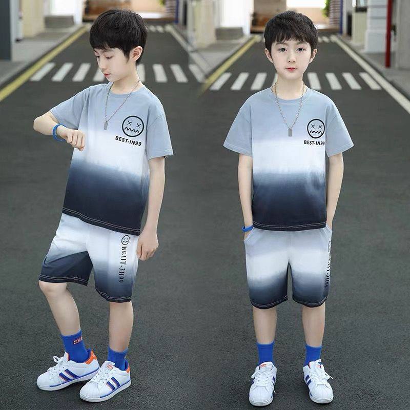 Boys Orange Blue Gradient Suit – Pure Cotton Kids Suit – Rs.1079 – Sheinn Pakistan