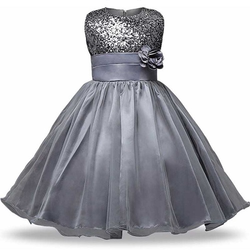 Grey colour frock for baby sale girl