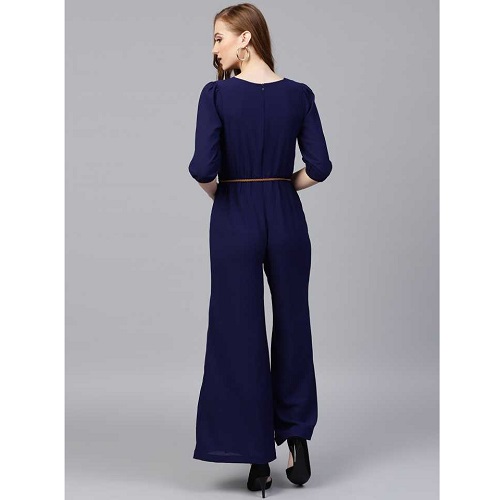 Women Blue Solid Jumpsuit – She Inn