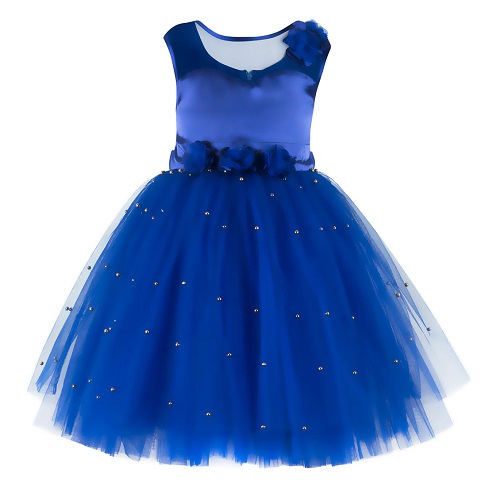 Blue Pearls Frock With Flowers – She Inn