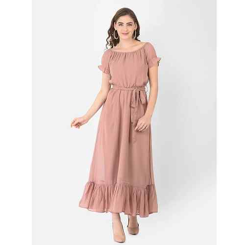 Beige Off Shoulder Maxi