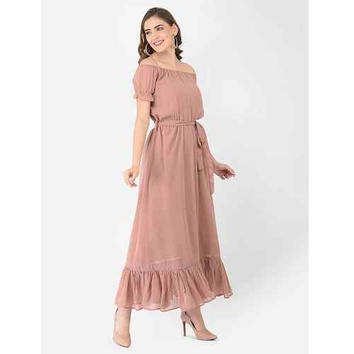 Beige Off Shoulder Maxi