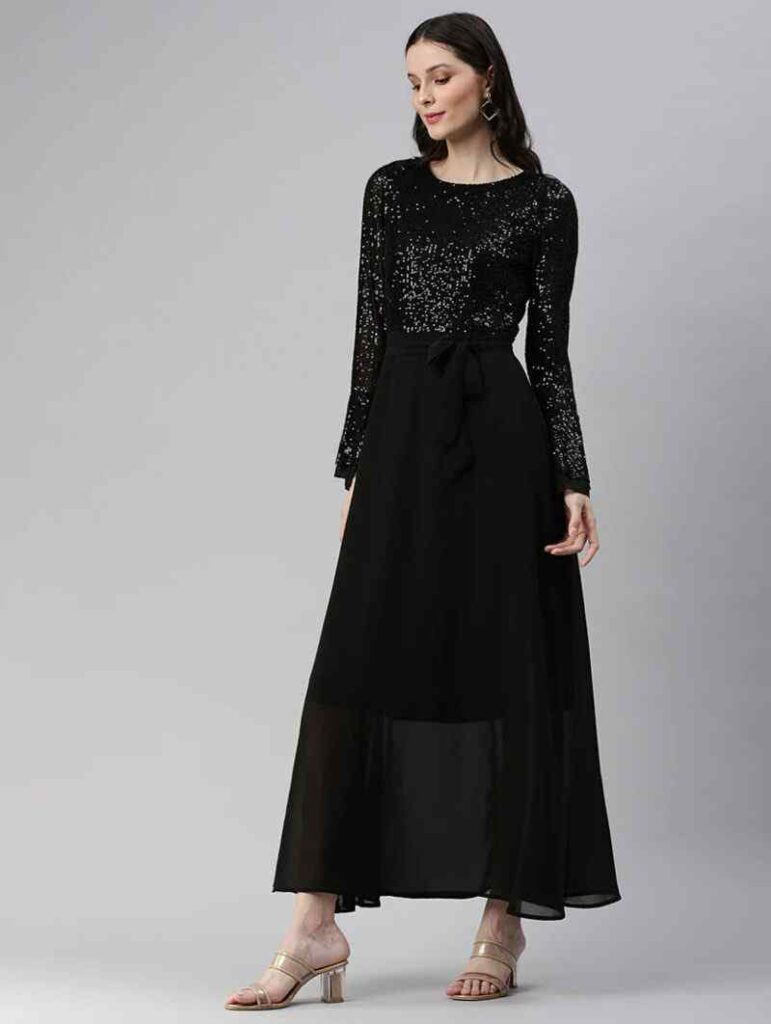 Black Shimmery Cape Style Maxi