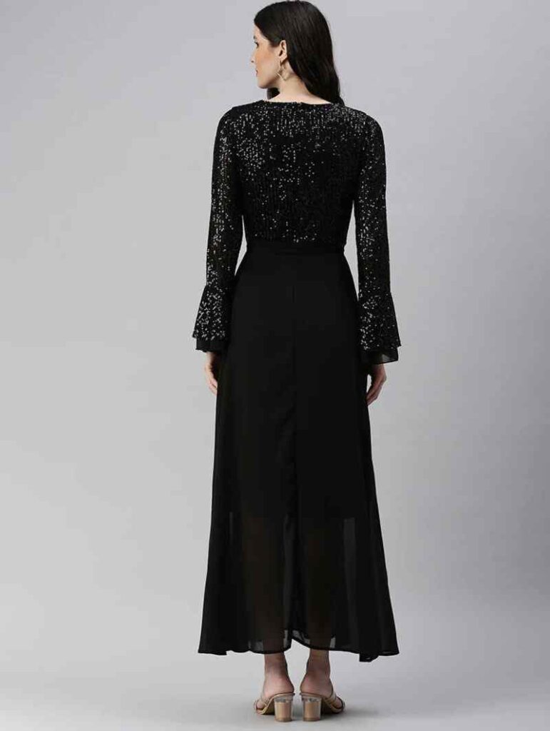 Black Shimmery Cape Style Maxi