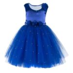 Blue Pearls Frock With Flowers
