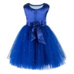 Blue Pearls Frock With Flowers