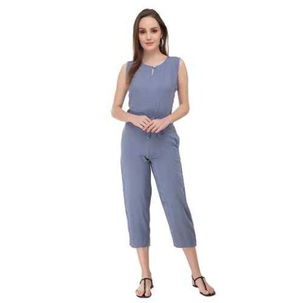 Keyhole Neck Tie Front Jumpsuit