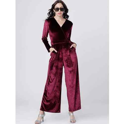 Maroon Velvet Jumpsuit Maroon Velvet Jumpsuit
