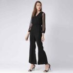 Self Design Women Black Jumpsuit