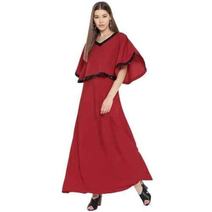 Sequined Overlay Red Maxi