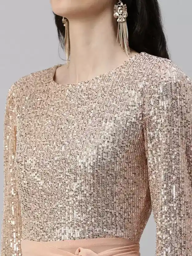 V-Neck Brown Maxi With Flared Sleeves