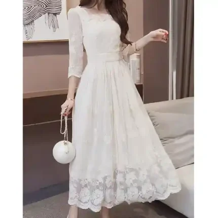 White Stylish Net Maxi