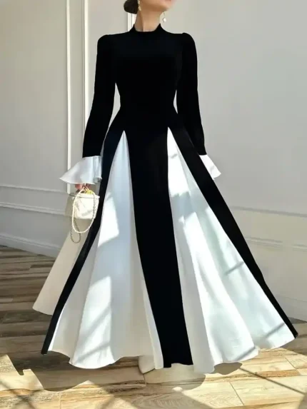 Women’s Black White Contrasted Maxi