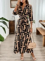 Women’s Brown Graphic Printed Maxi