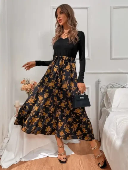 Women’s Clasi Floral Print Belted Maxi