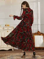 Women’s Floral Print Flounce Sleeve Maxi