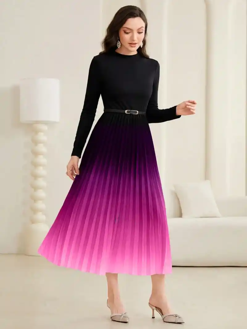 Women’s Ombre Pleated Maxi