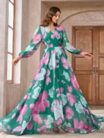 Women’s V-Neck Crossover Wrap Floral Print Maxi