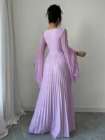 Women’s V-Neck Pleated Open Sleeve Maxi